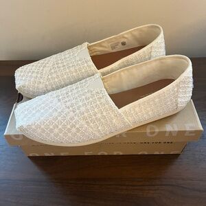 TOMS White Crochet Slip-On Shoes